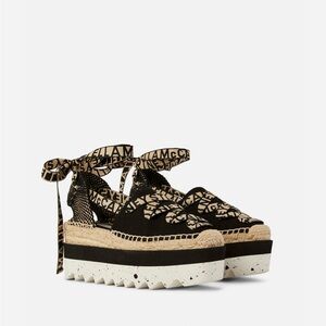 Stella McCartney Black Platform Espadrilles (Gaia Organic Canvas)
